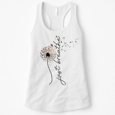 Just Breathe Dandelion And Buterflies Summer Top Womens Tank Top