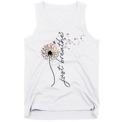 Just Breathe Dandelion And Buterflies Summer Top Tank Top