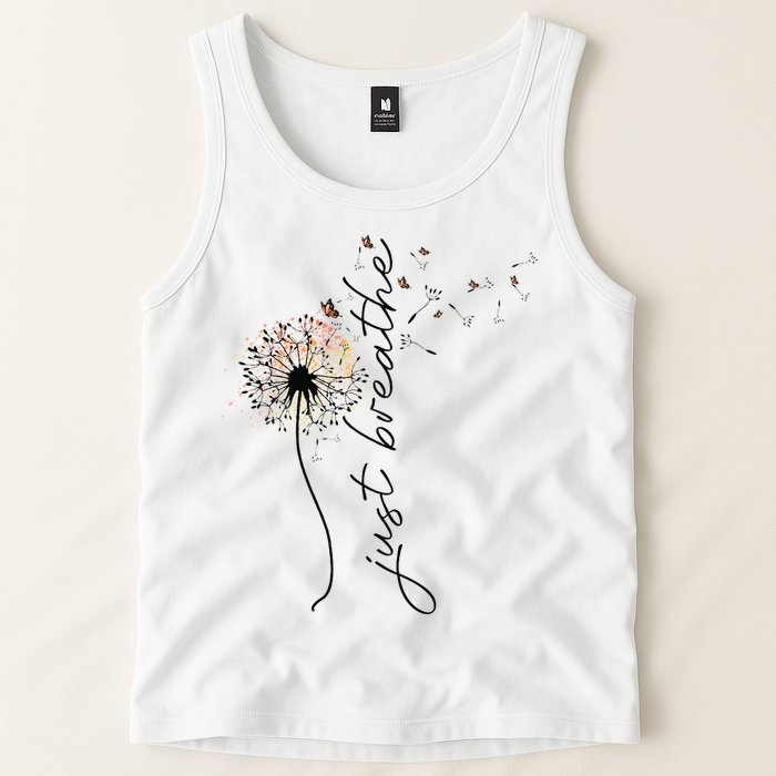 Just Breathe Dandelion And Buterflies Summer Top Tank Top