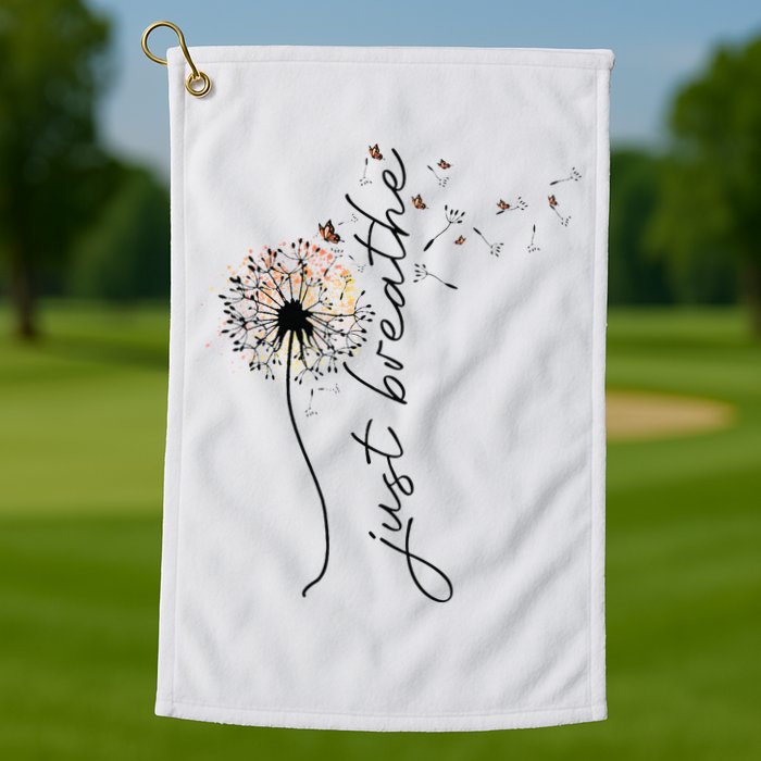 Just Breathe Dandelion And Buterflies Summer Top Golf Towel