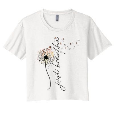 Just Breathe Dandelion And Buterflies Summer Top Crop Top