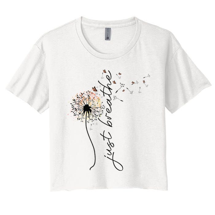 Just Breathe Dandelion And Buterflies Summer Top Crop Top