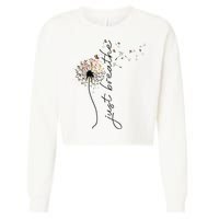 Just Breathe Dandelion And Buterflies Summer Top Cropped Pullover Crew