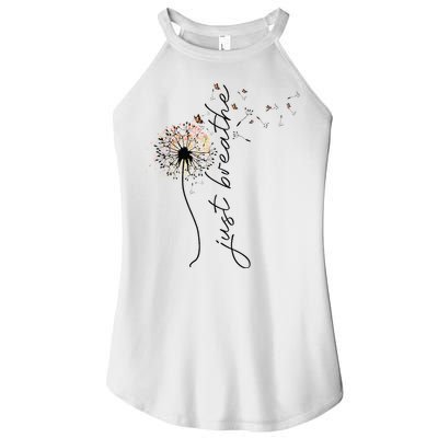 Just Breathe Dandelion And Buterflies Summer Top Women's Perfect Tri Rocker Tank