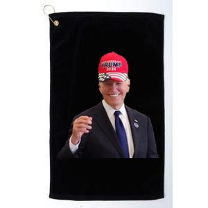 Joe Biden Dons Trump 2024 Cap Wear A Trump Hat Platinum Collection Golf Towel