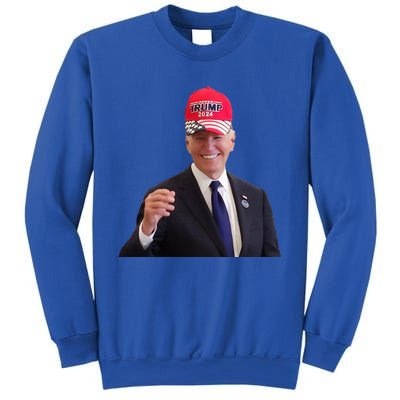 Joe Biden Dons Trump 2024 Cap Wear A Trump Hat Sweatshirt