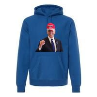 Joe Biden Dons Trump 2024 Cap Wear A Trump Hat Premium Hoodie