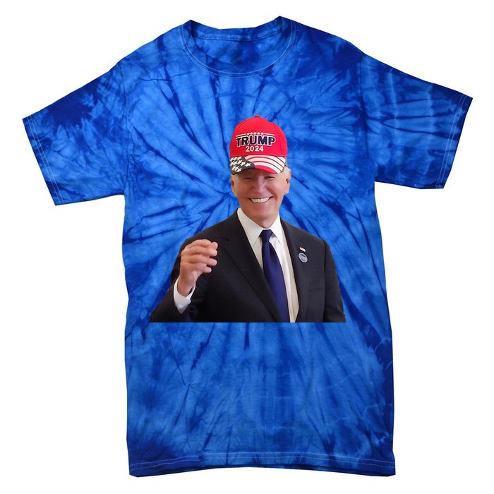 Joe Biden Dons Trump 2024 Cap Wear A Trump Hat Tie-Dye T-Shirt