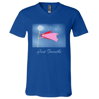 Just Breathe Design Style Gift V-Neck T-Shirt