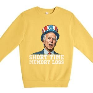 Joe Biden Dazed And Very Confused Short Time Memory Loss Funny Gift Premium Crewneck Sweatshirt