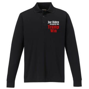 Joe Biden Dropping Out Trump Win 2024 Of Presidential Race Performance Long Sleeve Polo