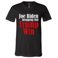 Joe Biden Dropping Out Trump Win 2024 Of Presidential Race V-Neck T-Shirt