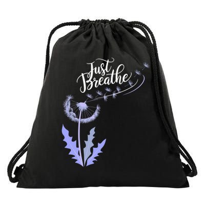 Just Breathe Dandelion Wildflower Botanical Nature Flower  Drawstring Bag