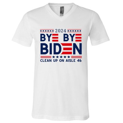 Joe Biden Drop Out Bye Bye Clean Up On Aisle 46 V-Neck T-Shirt