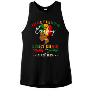 Juneteenth Breaking Every Chain Since 1865 For Women Vneck Ladies PosiCharge Tri-Blend Wicking Tank