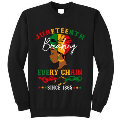 Juneteenth Breaking Every Chain Since 1865 For Women Vneck Tall Sweatshirt