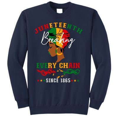 Juneteenth Breaking Every Chain Since 1865 For Women Vneck Tall Sweatshirt