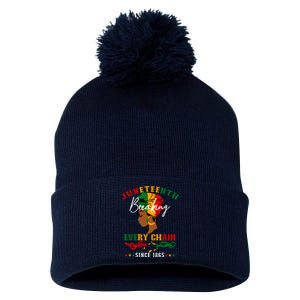 Juneteenth Breaking Every Chain Since 1865 For Women Vneck Pom Pom 12in Knit Beanie