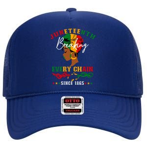 Juneteenth Breaking Every Chain Since 1865 For Women Vneck High Crown Mesh Back Trucker Hat