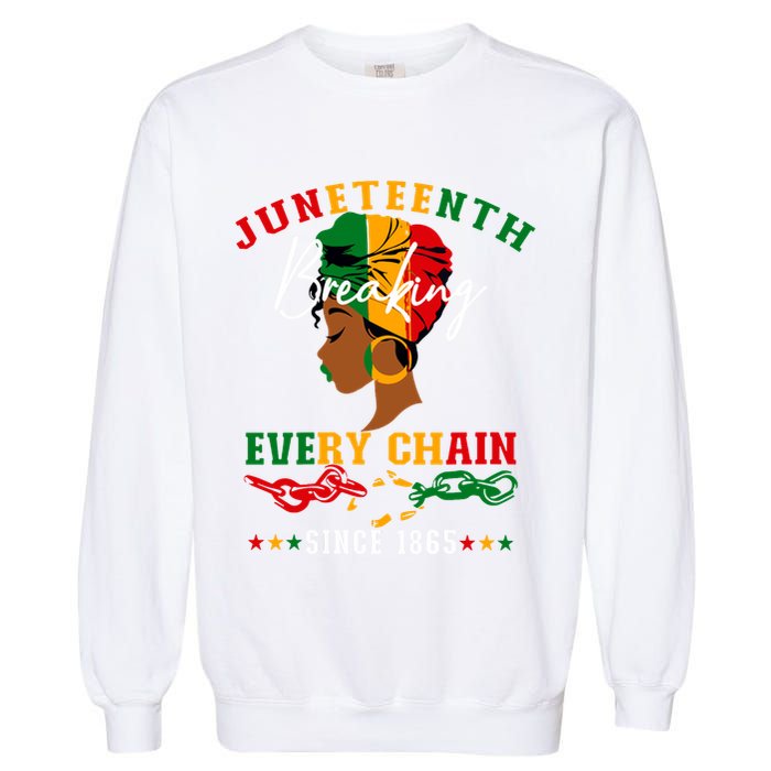 Juneteenth Breaking Every Chain Since 1865 For Women Vneck Garment-Dyed Sweatshirt