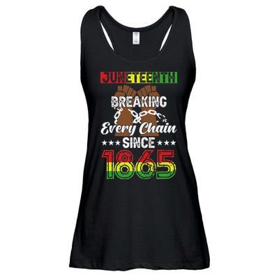 Juneteenth Breaking Every Chain Since 1865 African Ladies Essential Flowy Tank