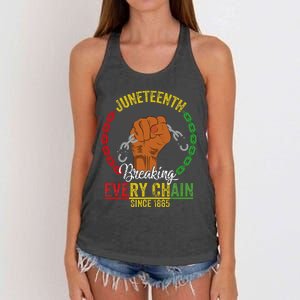 Juneteenth Breaking Every Chain Since 1865 Women's Knotted Racerback Tank