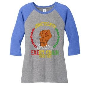 Juneteenth Breaking Every Chain Since 1865 Women's Tri-Blend 3/4-Sleeve Raglan Shirt