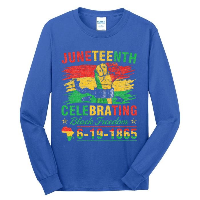 Juneteenth Breaking Every Chain Black Tall Long Sleeve T-Shirt