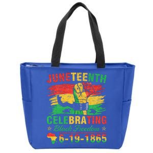 Juneteenth Breaking Every Chain Black Zip Tote Bag