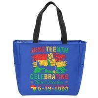 Juneteenth Breaking Every Chain Black Zip Tote Bag