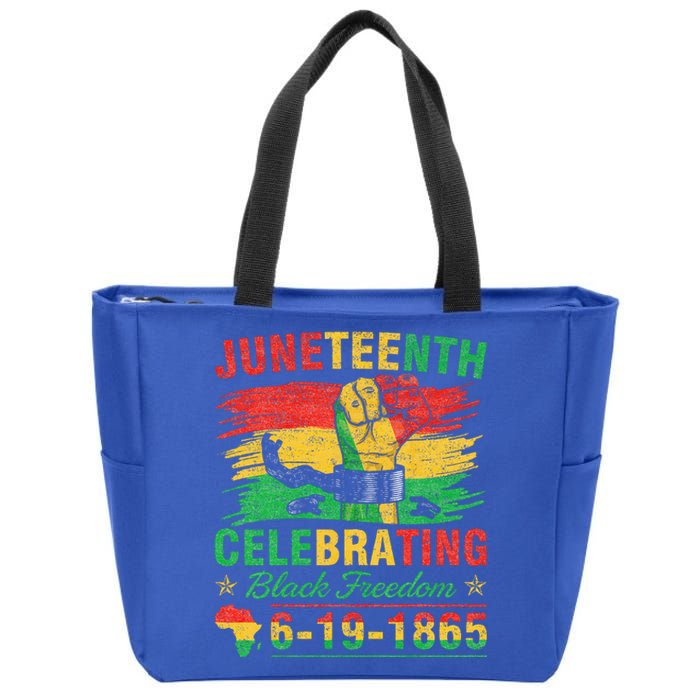 Juneteenth Breaking Every Chain Black Zip Tote Bag