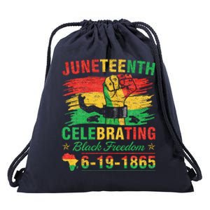 Juneteenth Breaking Every Chain Black Drawstring Bag