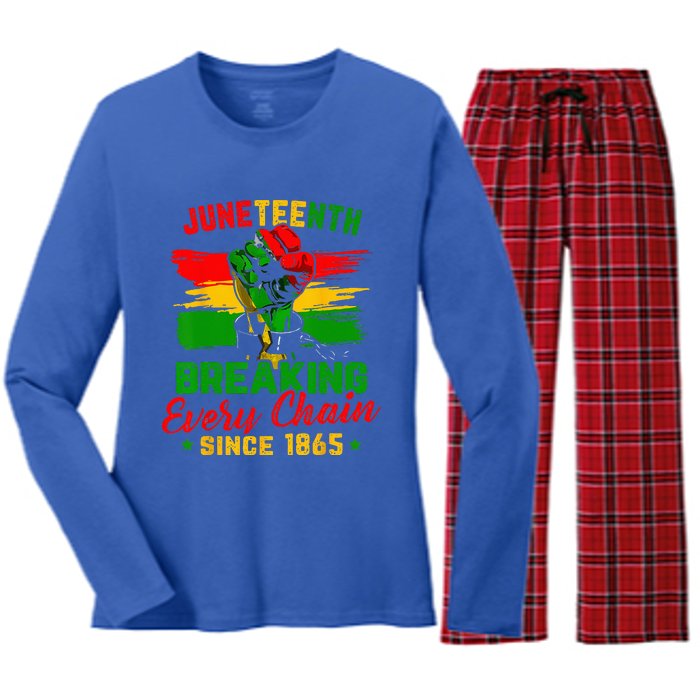 Juneteenth Breaking Every Chain Since 1865 Women's Long Sleeve Flannel Pajama Set 