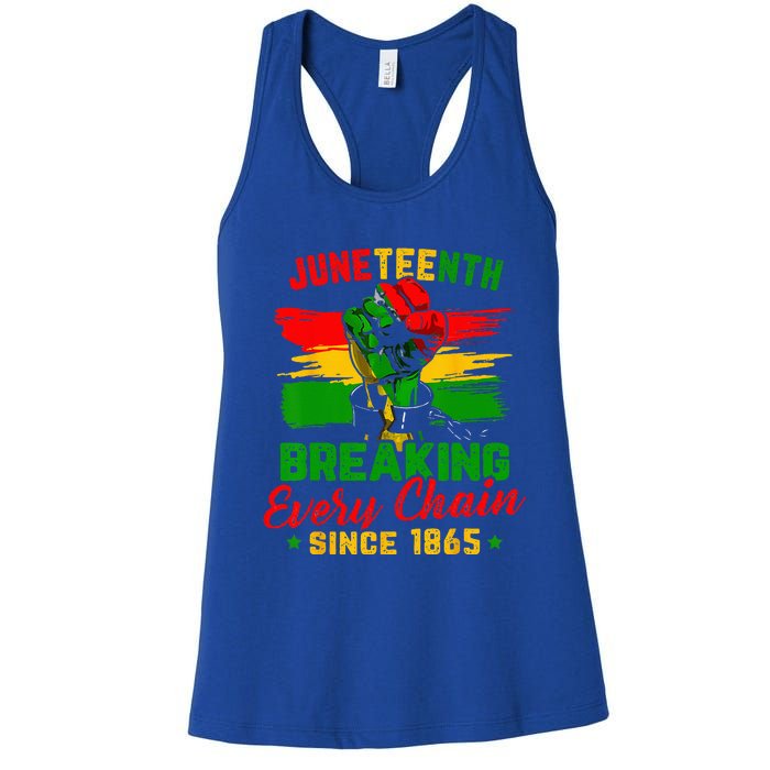 Juneteenth Breaking Every Chain Since 1865 Women's Racerback Tank