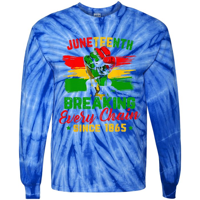 Juneteenth Breaking Every Chain Since 1865 Tie-Dye Long Sleeve Shirt