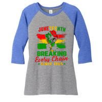 Juneteenth Breaking Every Chain Since 1865 Women's Tri-Blend 3/4-Sleeve Raglan Shirt