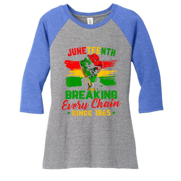 Juneteenth Breaking Every Chain Since 1865 Women's Tri-Blend 3/4-Sleeve Raglan Shirt