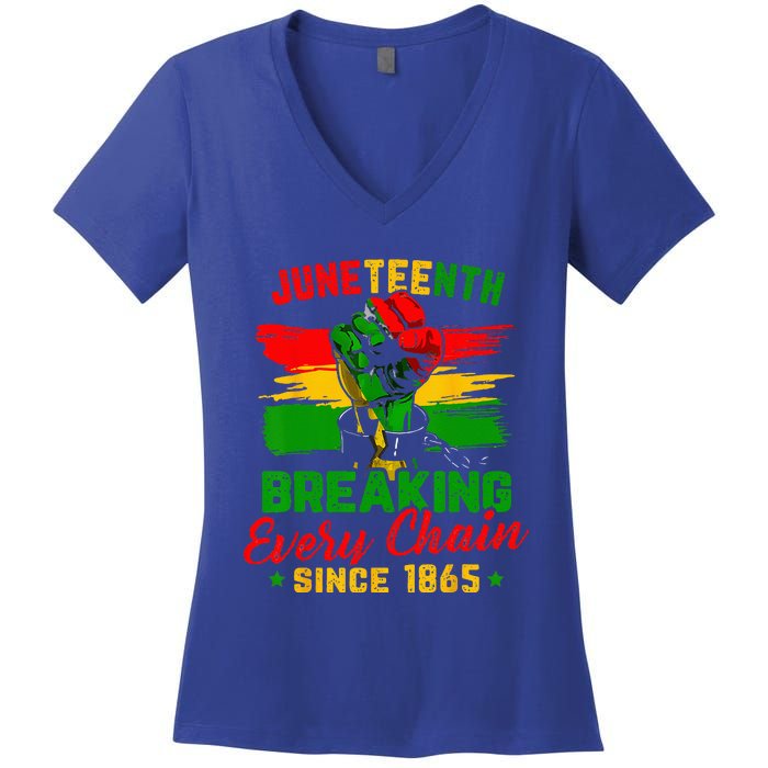 Juneteenth Breaking Every Chain Since 1865 Women's V-Neck T-Shirt