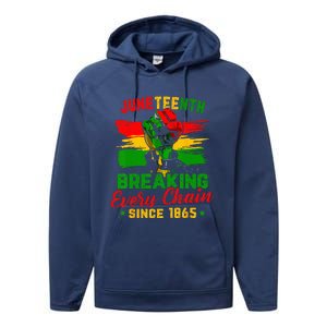 Juneteenth Breaking Every Chain Since 1865 Performance Fleece Hoodie