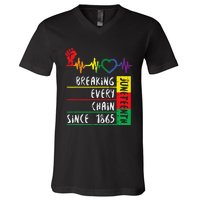 Juneteenth Breaking Every Chain Since 1865 V-Neck T-Shirt