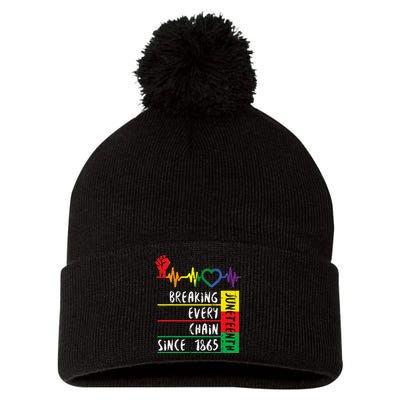 Juneteenth Breaking Every Chain Since 1865 Pom Pom 12in Knit Beanie