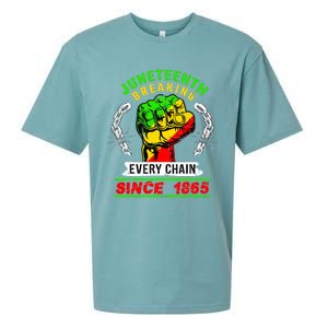 Juneteenth Breaking Every Chain Since 1865 African American Sueded Cloud Jersey T-Shirt