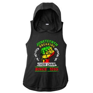 Juneteenth Breaking Every Chain Since 1865 African American Ladies PosiCharge Tri-Blend Wicking Draft Hoodie Tank