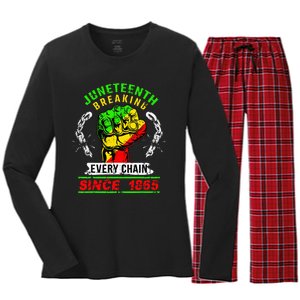 Juneteenth Breaking Every Chain Since 1865 African American Women's Long Sleeve Flannel Pajama Set 