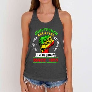 Juneteenth Breaking Every Chain Since 1865 African American Women's Knotted Racerback Tank