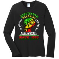 Juneteenth Breaking Every Chain Since 1865 African American Ladies Long Sleeve Shirt