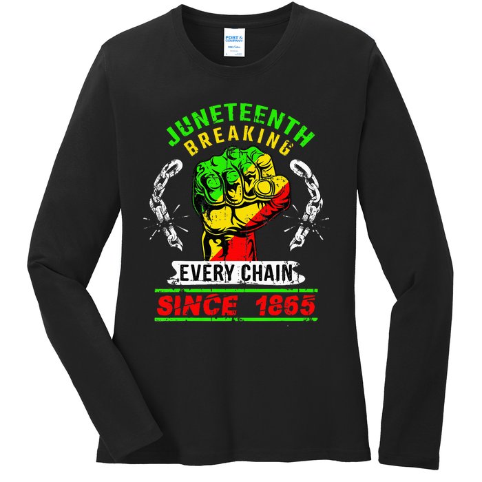 Juneteenth Breaking Every Chain Since 1865 African American Ladies Long Sleeve Shirt