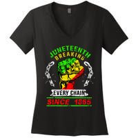 Juneteenth Breaking Every Chain Since 1865 African American Women's V-Neck T-Shirt