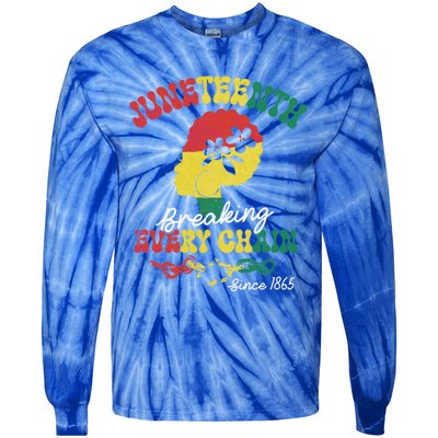 Junenth Breaking Every Chain Since 1865 Freedom Afro Gift Tie-Dye Long Sleeve Shirt