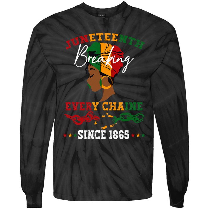 Juneteenth Breaking Every Chain Since 1865 Tie-Dye Long Sleeve Shirt